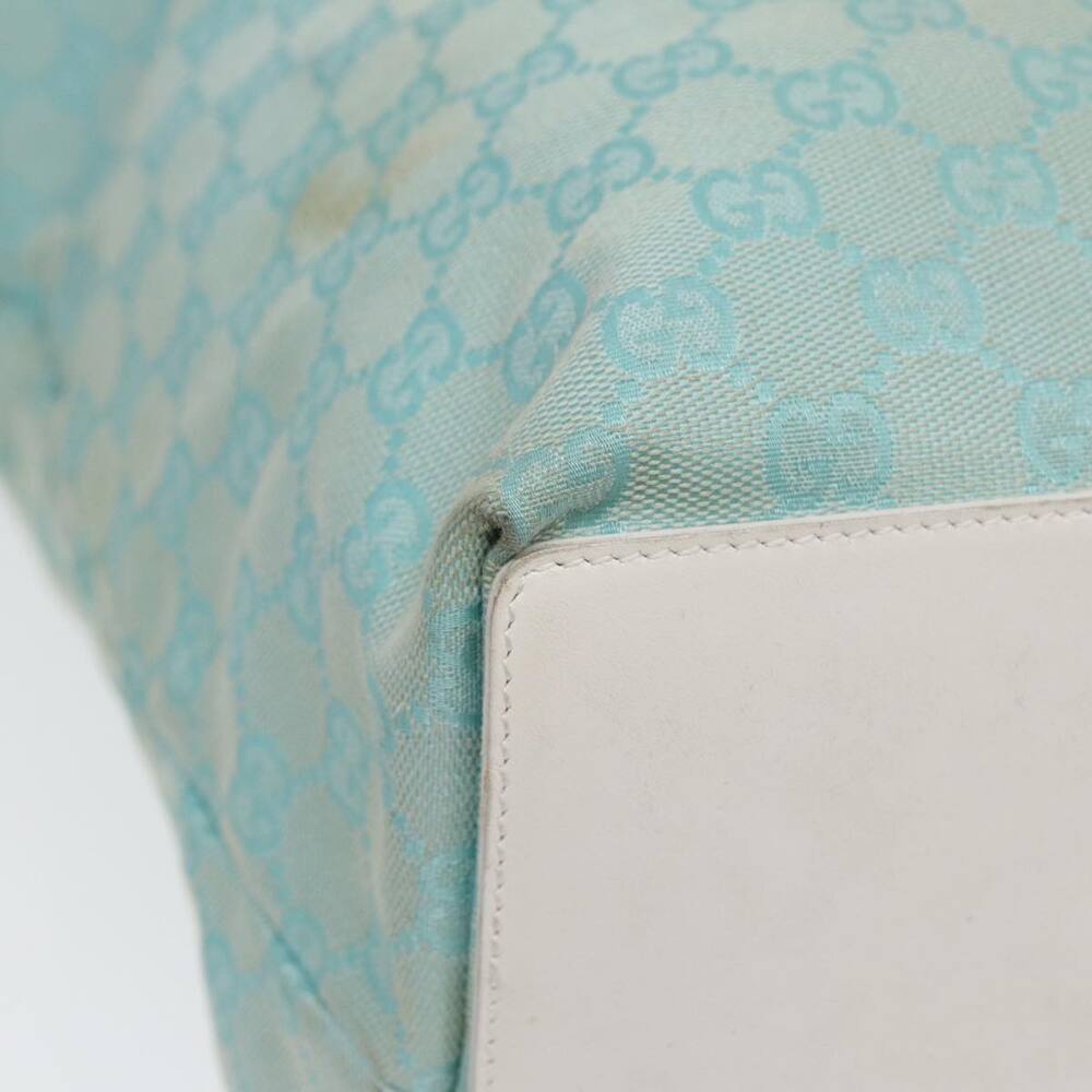 GUCCI GG Canvas Tote Bag Light Blue White Gold 002 002 - Picture 11 of 16